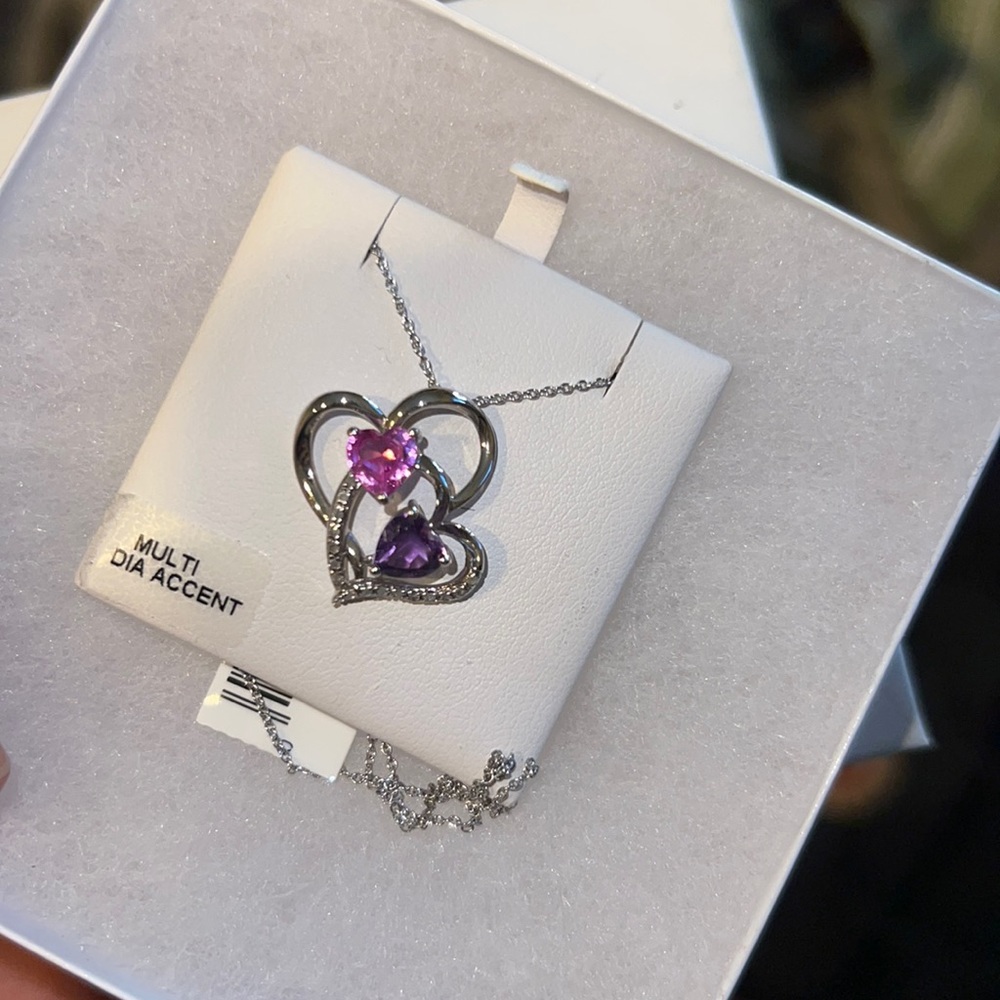 Brand new sterling silver double hearted necklace